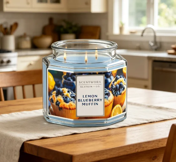 Home Fragrance Blueberry Scented Candle - Large 14.5 Ounce Lemon Blueberry Muffin