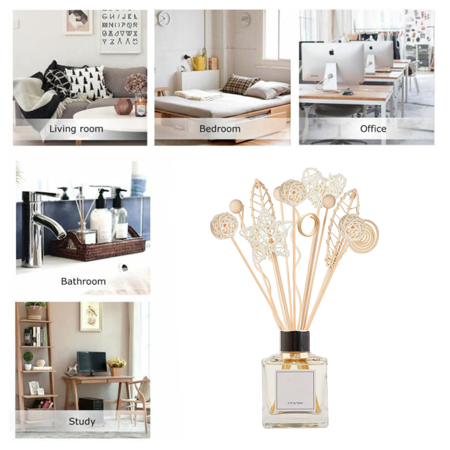 5/15Pcs Long Wavy Rattan Reed  - مراجعة Home Fragrance Reed Diffuser Refill وسعره