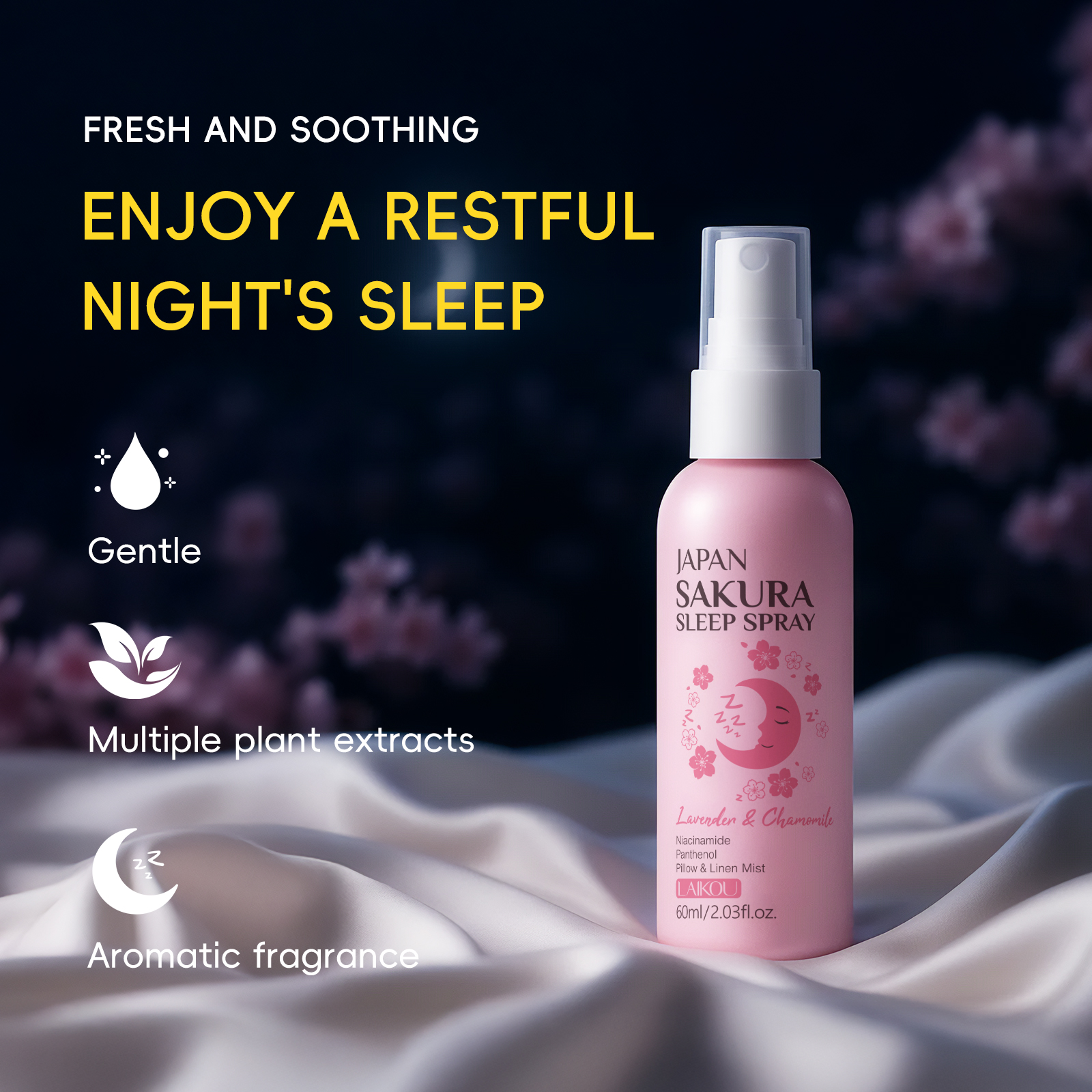 LAIKOU Japan Sakura Sleep Spra - مراجعة Lavender Pillow Spray وسعره