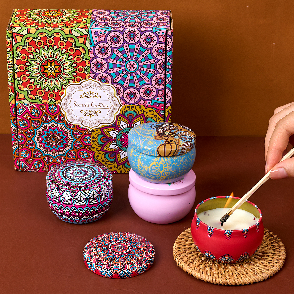 4PCS/Set Scented Candle Box Vi - مراجعة Home Fragrance Gift Set وسعره